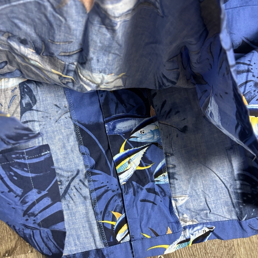 Guy Harvey Shirt Men's XL Blue Fishing Marlin AFTCO Button Cotton Bluewater - Picture 8 of 9